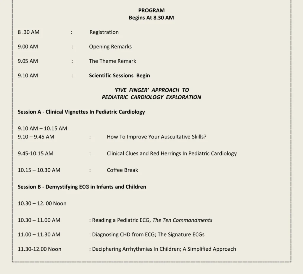 Pediatric Cardiology Workshop Pedicon 2026 page1